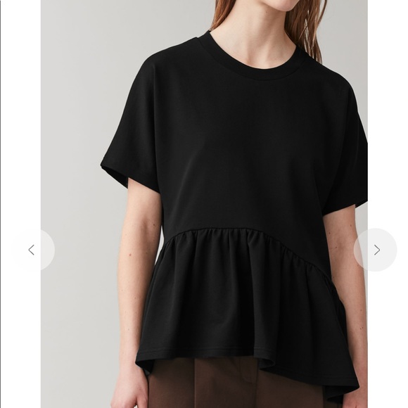 COS Asymmetric Gathered Cotton Top Black Medium - Picture 3 of 11